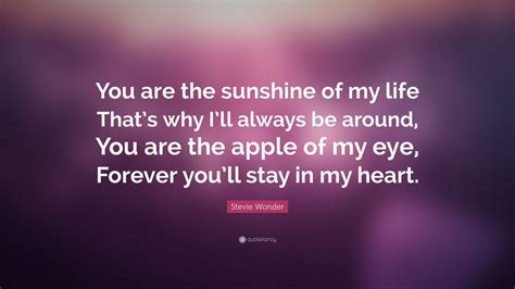 Setelah menonton movie dari taiwan yang berjudul you are the apple of my eye saya merasa bahwa hidup ini tidak selalu berjalan sesuai deng. Stevie Wonder Quote: "You are the sunshine of my life That ...