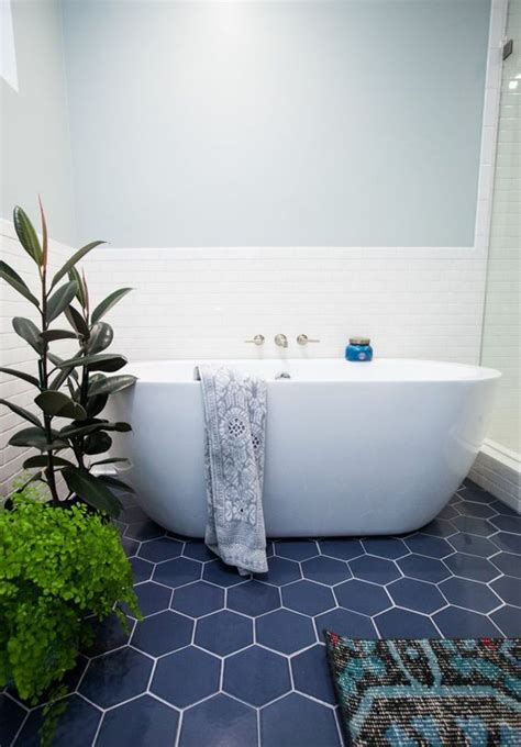 Shower wall this hexagon shaped tile transforms any space into a work of art through linear starburst patterns that when laid out, intertwine to create captivating designs. 50 Cool Bathroom Floor Tiles Ideas You Should Try - DigsDigs