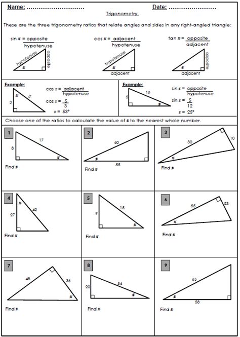 Try to remember, you always have to care for your child with. Trigonometry review worksheet. | Trigonometry worksheets ...
