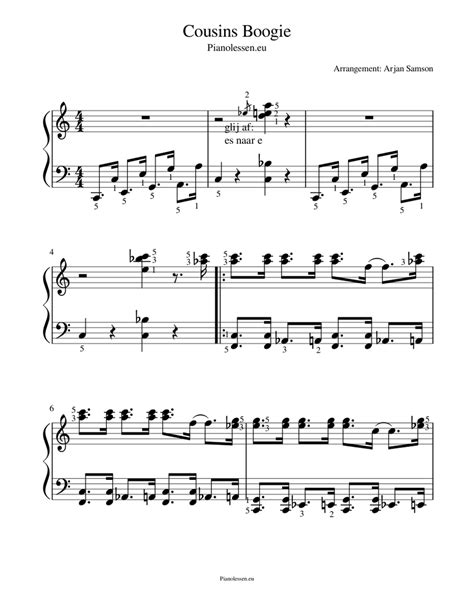 Cousins Boogie Sheet Music For Piano Solo