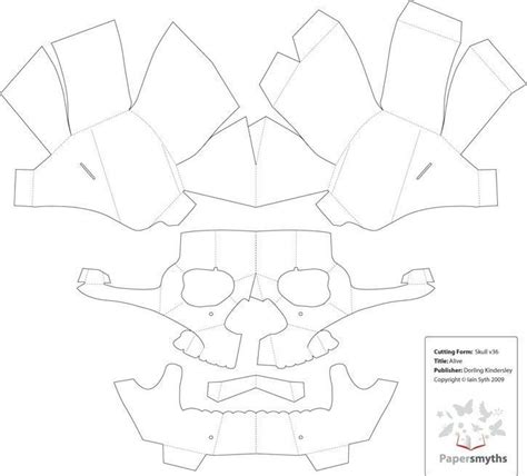 3D Paper Skull Template | Paper mask template, Skull template