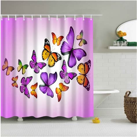 Shower Curtain Art Bathroom Decor Flying Butterflies Bath Curtains 12 Hooks Ebay