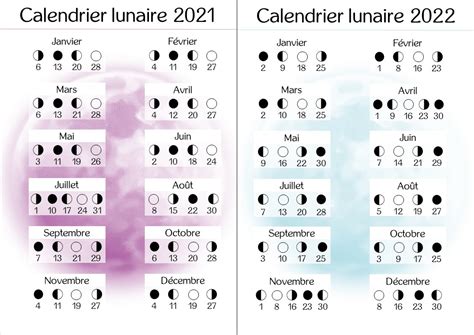 Calendriers Lunaires Simplifiés 2021 Et 2022 Césame Et Ses états Dâme