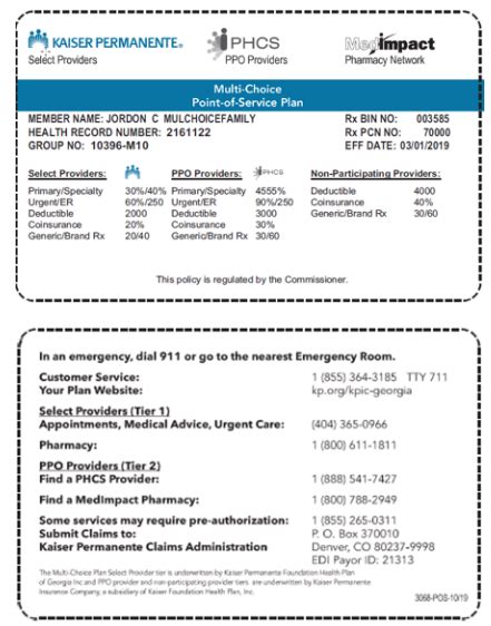 Where is the Policy Number on Kaiser Card | AlfinTech Computer