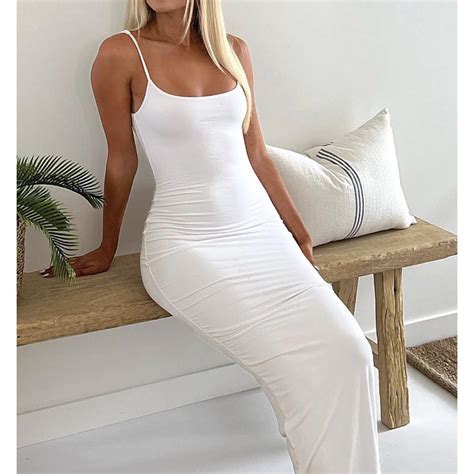 Whitefox White Maxi Bodycon Dress Size Xs Depop