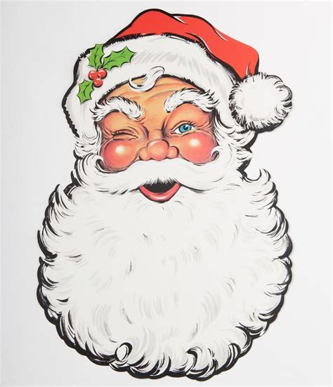Vintage Style Large Santa Face Paper Cutout Santa Face Christmas Cutouts Christmas Display
