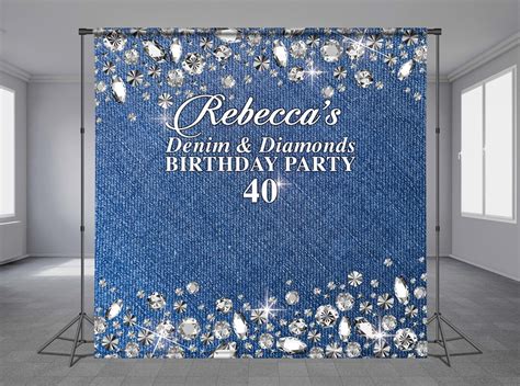Denim Diamond Birthday Backdrop Step And Repeat Blue Jeans Background