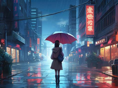 1600x1200 Anime Girl Walking In Rain Umbrella 5k Wallpaper 1600x1200 Resolution Hd 4k Wallpapers