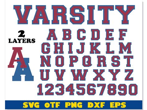 Varsity Font Blue Red Svg Layered Cricut Varsity College F Inspire
