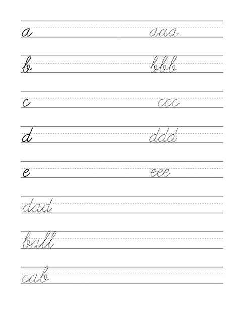 Printable Cursive Handwriting Worksheet