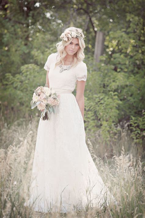 Airy Lace Modest Wedding Gown Beautifully Hair Dress Bouquet