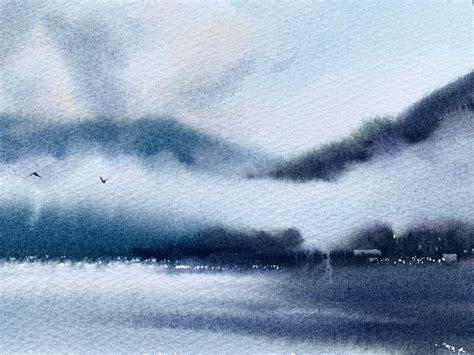 Sailboat And Clouds Painting Original Watercolor Art Etsy