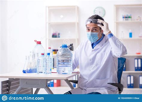 Young Male Chemist Experimenting In Lab Stock Image Image Of Medicine