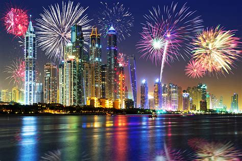 Desktop Wallpapers Dubai New Year Fireworks Emirates Uae Sky Night