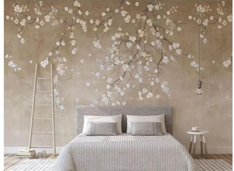 Hanging Cherry Blossoms Flowers Tree Wallpaper Wall Mural
