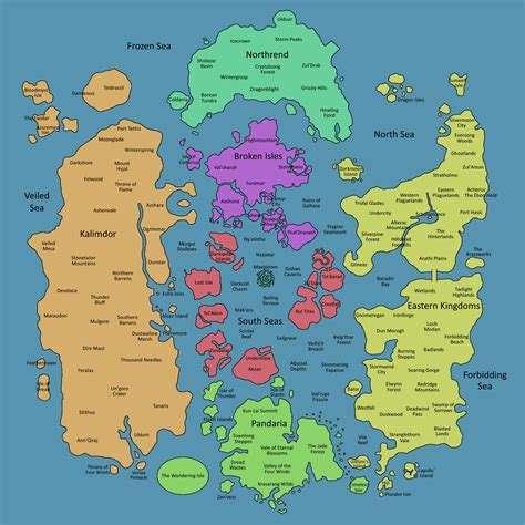 Map Of A Potentially Crowded Azeroth World Of Warcraft Map Warcraft Map Fantasy Map