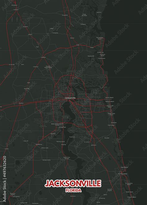 Poster Jacksonville Florida Map Road Map Illustration Of