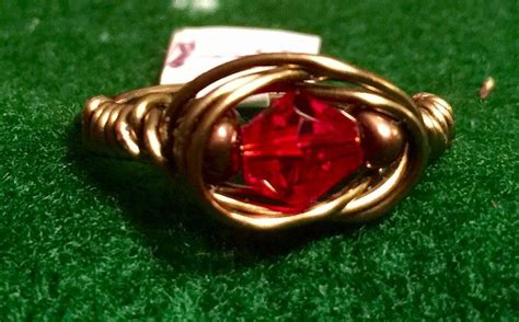 Antique Brass Wrapped Red Crystal Ring Etsy Red Crystal Ring Red