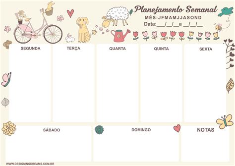 Planner Semanal Grátis Para Baixar E Imprimir Planejamento Semanal Planner Planejadores