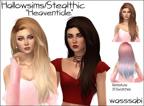 Wasssabi Sims Stealthic`s Heaventide Hair Retextured Sims 4 Hairs