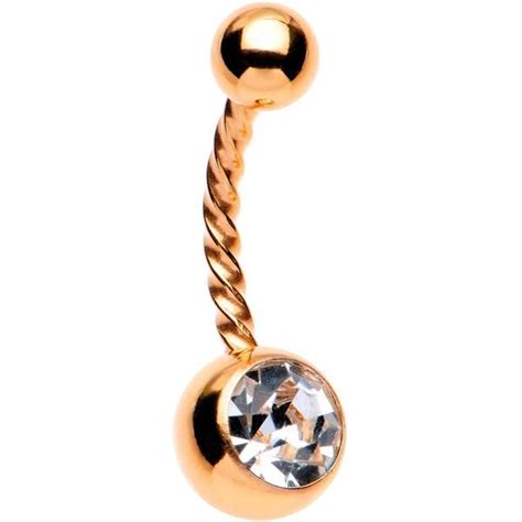 Clear Gem Rose Gold Ip Seriously Twisted Belly Ring Belly Rings Belly Button Piercing Jewelry