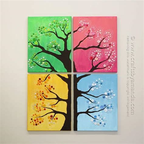 Button Tree A Beautiful Canvas Project Full Of Vibrant Colors
