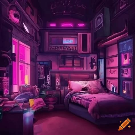 cyberpunk themed bedroom design