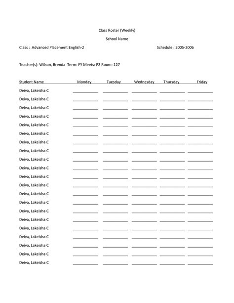 37 Class Roster Templates [Student Roster Templates for Teachers]