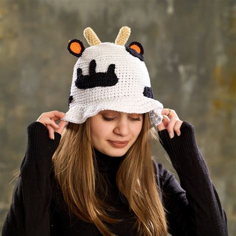 Cute Cow Bucket Hat Crochet Handmade Hat Etsy Australia