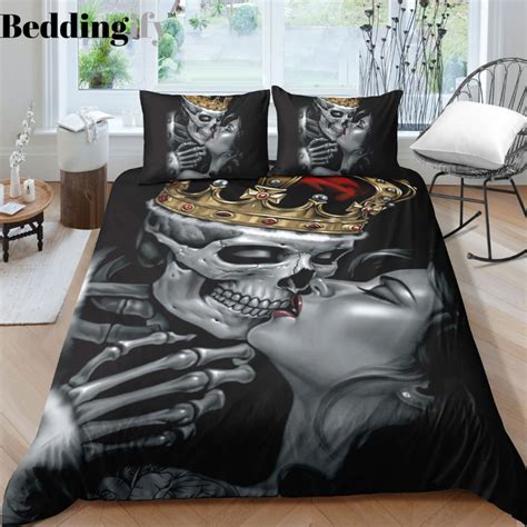 B4 Skull Bedding Set Cotton Duvet Cover Duvet Cover Sets Customised Bed Skull Bedding 3d