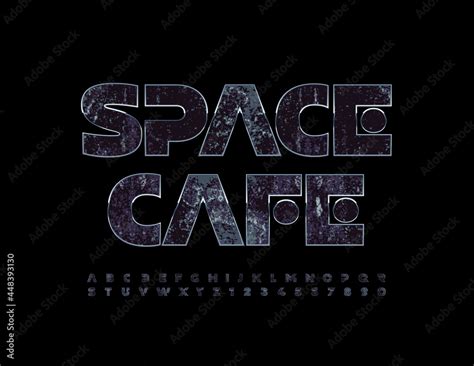Vector Creative Logo Space Cafe Futuristic Style Font Cosmic Set Of