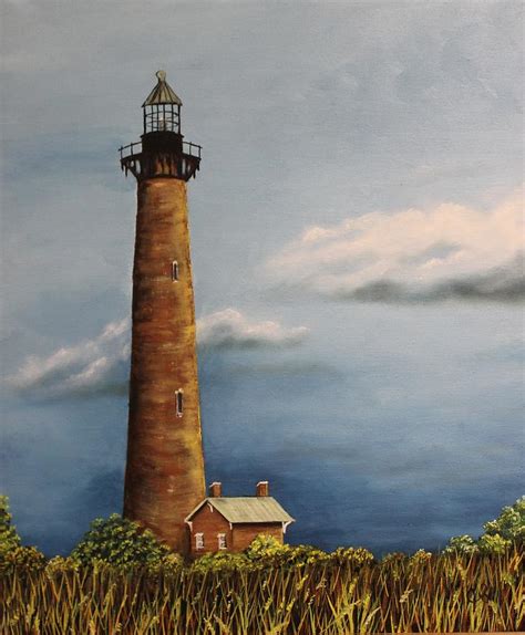 Currituck Beach Lighthouse Nc Oil Painting Painting By Cindy Coggins