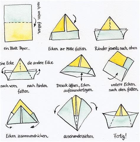 Papierschiff basteln, Schiff basteln, Schiff falten