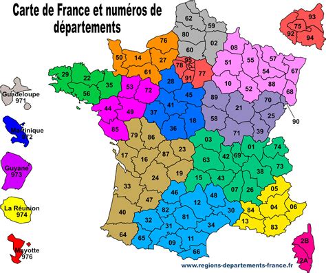 Carte De France Département Numéro Et Nom Départements De France