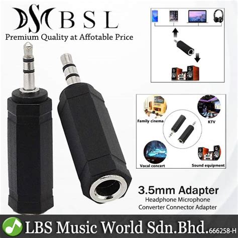 Bsl 35mm Male To 635mm 14 Female Adapter Headphone Microphone