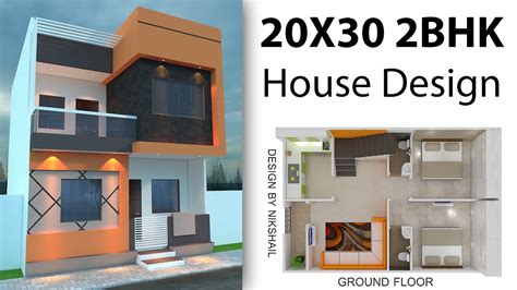 The residence house of 8 marla 30 by 60 ground floor and first floor plan with interior design that shows car parking, living the 2bkh, 2 bed room free house plan for a plot size of 30 x 60 house plan, 7 marla, 6.5 marla, 8 marla, 1800 sft jpg and cad dwg file with new style 3d front elevations. 600 sqft House plan with 3d elevation 20X30 House design ...