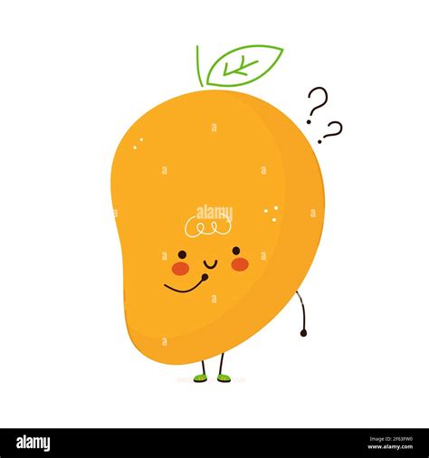 Fruta de mango graciosa y bonita con signos de interrogación Vector