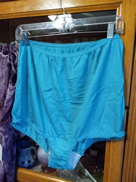 Vintage Granny Panty Nylon Teal Blue Panties Bloomers High