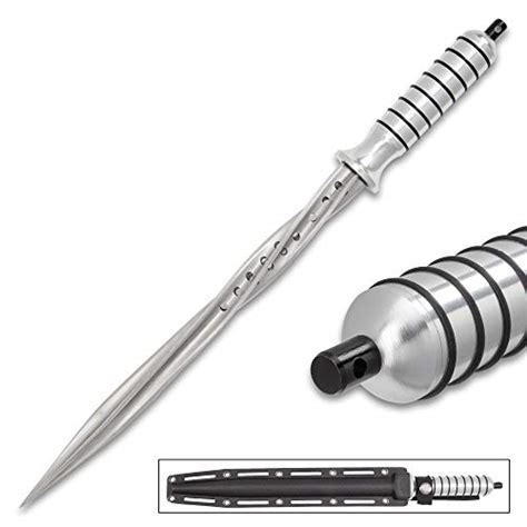 K Exclusive Grey Titanium Spiral Dagger With Sheath Stainless Steel