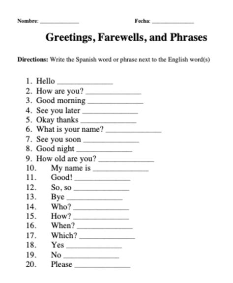 Spanish Worksheets Beginner Vocabulary Word Phrase Made By Teachers