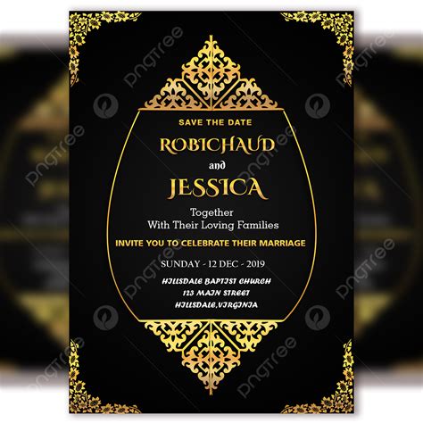black vintage wedding invitation card template psd file with vector royal template download on