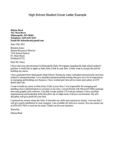 Maybe you would like to learn more about one of these? Cover Letter Template For High School Students (With ...