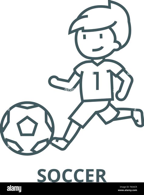 Soccerboy Playing Football Vector Line Icon Linear Concept Outline