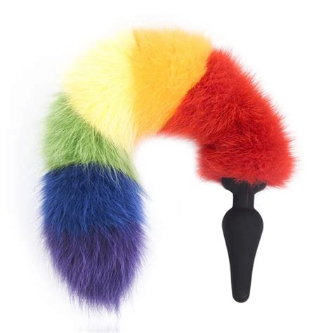 Silicone Butt Plug Faux Fur Colorful Fox Tail Anal Sexy Toys For Couple