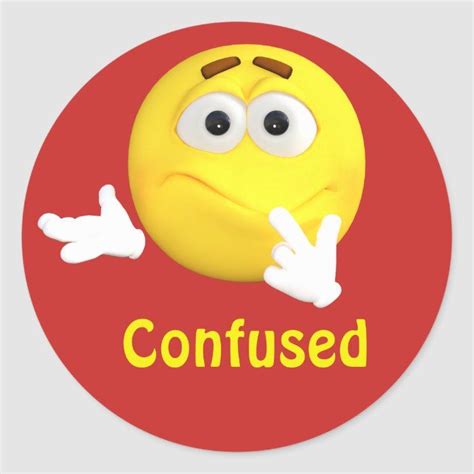 Confused Emoji Emoticon Cartoon Face Classic Round Sticker Zazzle
