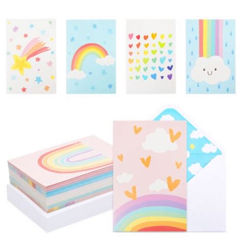 Blank Rainbow Greeting Cards With White Envelopes Pastel Colors 4x6