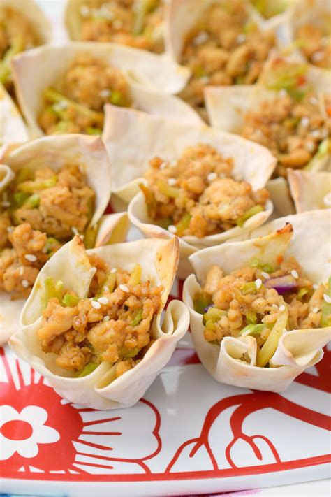 Asian Chicken Wonton Cups Snacks And Sips
