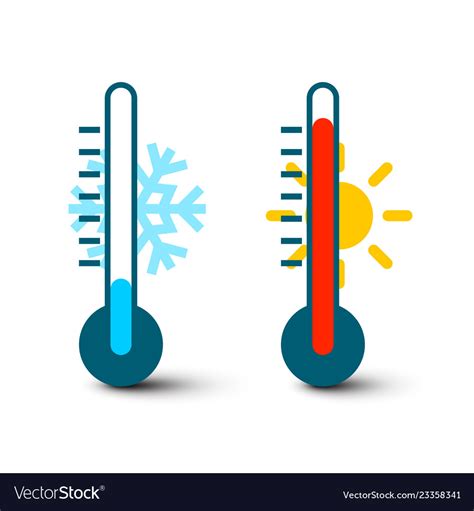 Hot And Cold Thermometer Icons With Sun And Vector Image