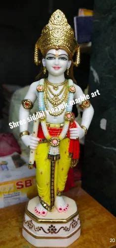 White Painted Marble God Krishna Statue For Worship Size 1 To 6 Feet