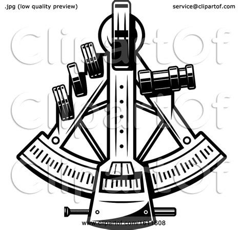 clipart of a black and white nautical sextant royalty free vector illustration by vector
